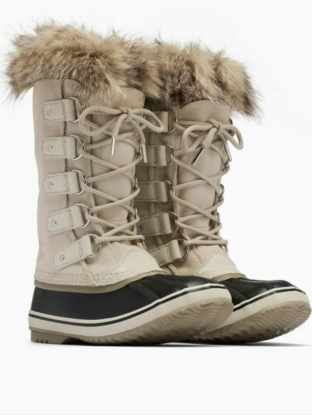 NEW Sorel Joan Of Arctic Boots Faux Fur Cream Black Sz.9